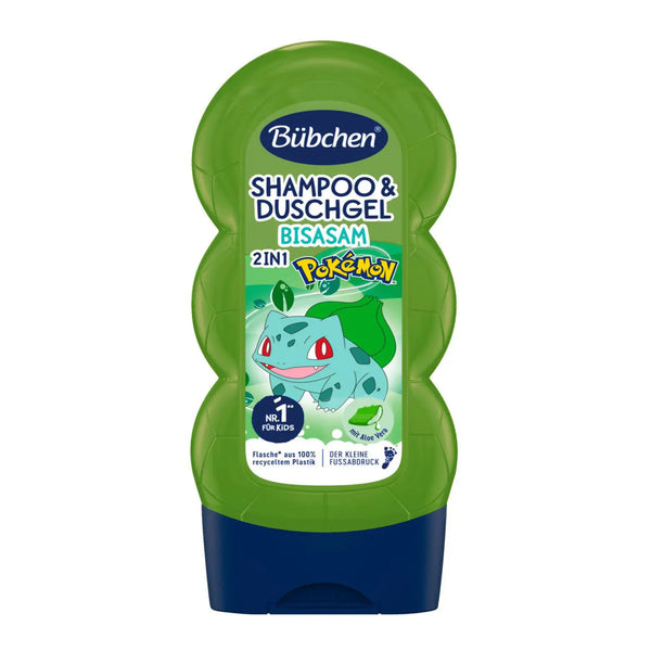 Bubchen Kids 2in1 Shampoo & Shower Gel Pokemon Bulbasaur - Gentle, kid-friendly formula for hair and skin with a fun Bulbasaur design.
