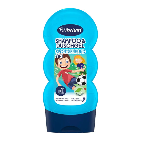 Bubchen Kids 2in1 Shampoo & Shower Gel Sports Friend - Refreshing, gentle formula for active kids' hair and skin care.