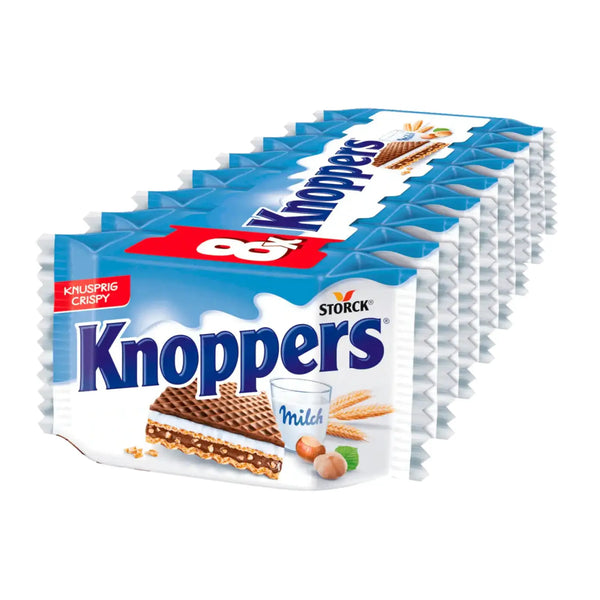 Knoppers Milk Hazelnut Wafer - Delicious layers of crispy wafers, creamy milk, and rich hazelnuts, perfect for a sweet snack.