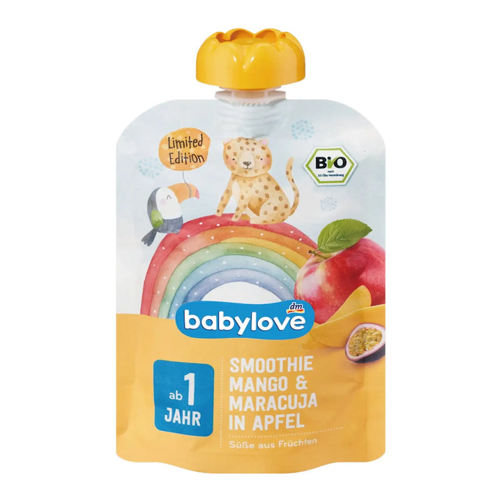 BabyLove Organic Pouch Smoothie Apple Banana Cherry Currant 100g – Organic vegan smoothie pouch for babies aged 1+, no added sugar