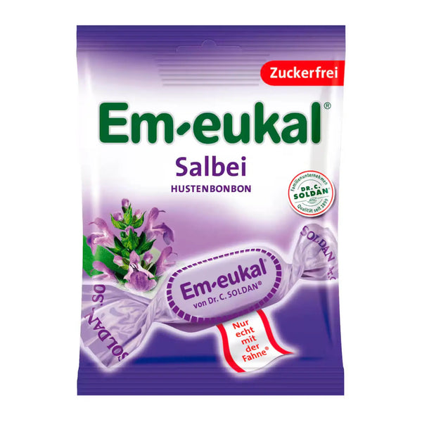 Em-Eukal Sage Throat Lozenges Sugar Free 75g – German sugar-free cough drops with natural sage extract, soothing and refreshing for throat