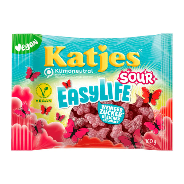 Katjes Easylife sour fruit gummy candy in a 160g bag – vegan fruity gummies with 30% less sugar, tangy and chewy, made in Germany