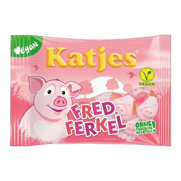 Katjes Piglet Shaped Marshmallow Fruit Gum Vegan – German vegan gummy candy with marshmallow texture, pig-shaped, gelatin-free and palm oil-free