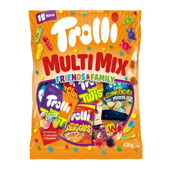 Trolli Multi Mix fruit gummy mini packs in a 430g bag – assorted fruity gummies in individual fun-size packs, perfect for parties or sharing, made in Germany

